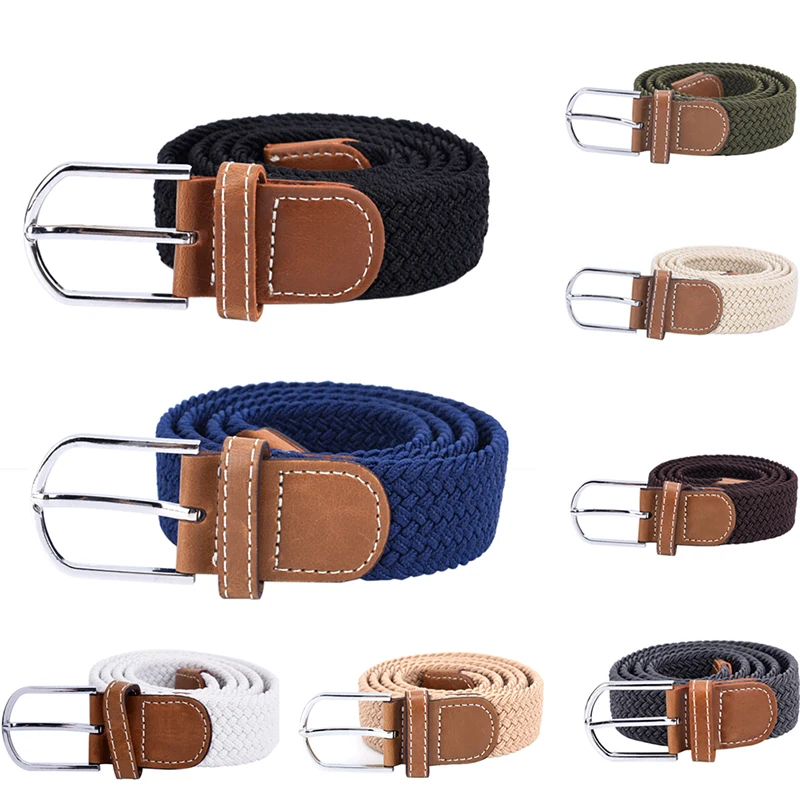 

Belt For Men Elastic Waistband Canvas Buckle Braided Mens Woven Stretch Straps