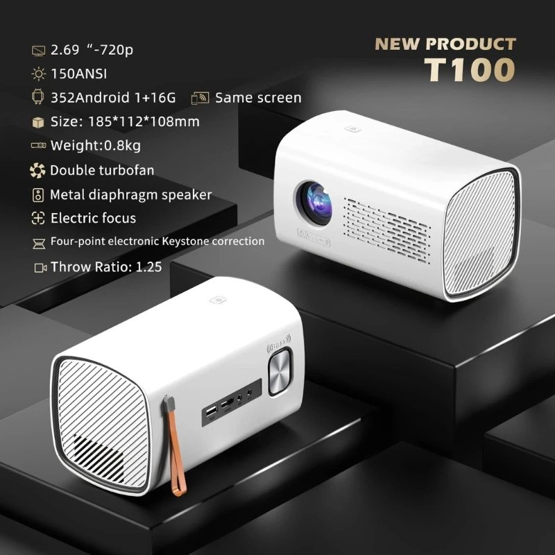 T100 Multimedias Projector Integrated Speaker 720P Simple Setups Small Cinemas for Home Theaters Projector 1280x720
T100 Multimedias Projector Integrated Speaker 720P Simple Setups Small Cinemas for Home Theaters Projector 1280x720