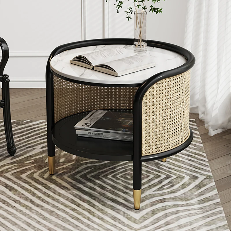 

Дизайнерский кофейный столик из ротанга, прозрачные эстетические скандинавские искусственные ножки кофейного столика, металлический угловой шкаф, Nuebles, дополнительная мебель