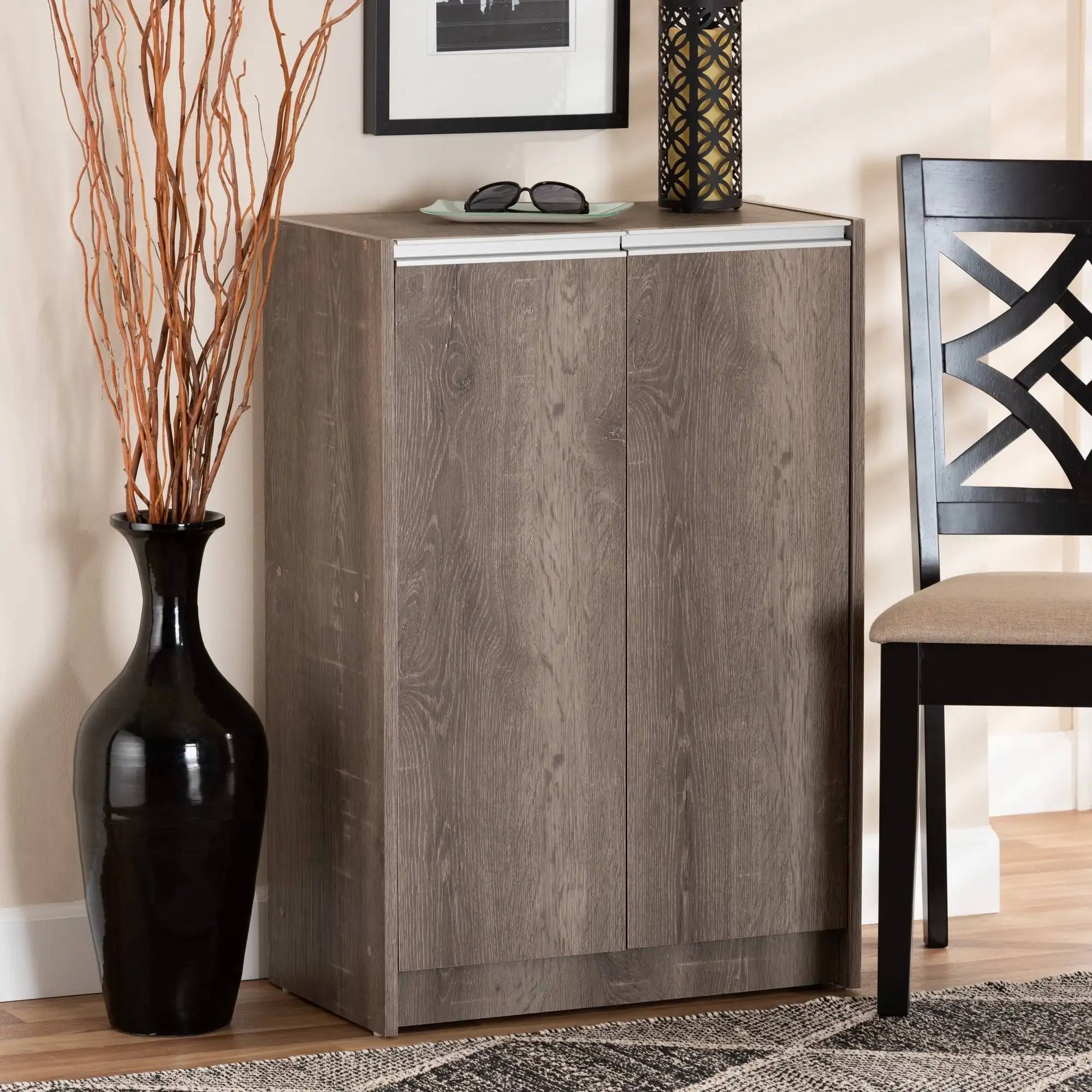 Langston Modern and Contemporary Weathered Oak Finished Wood 2-Door Shoe Cabinet
Langston Modern and Contemporary Weathered Oak Finished Wood 2-Door Shoe Cabinet
