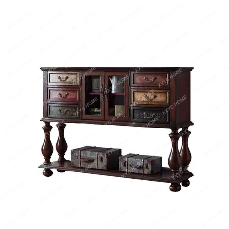 American Country Solid Wood Sideboard Console European Retro Porch Table
American Country Solid Wood Sideboard Console European Retro Porch Table