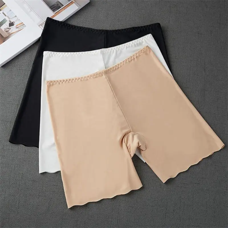 

2021 100% New Ice silk seamless Leggings summer thin anti light women's BoxersSafety Short Pants