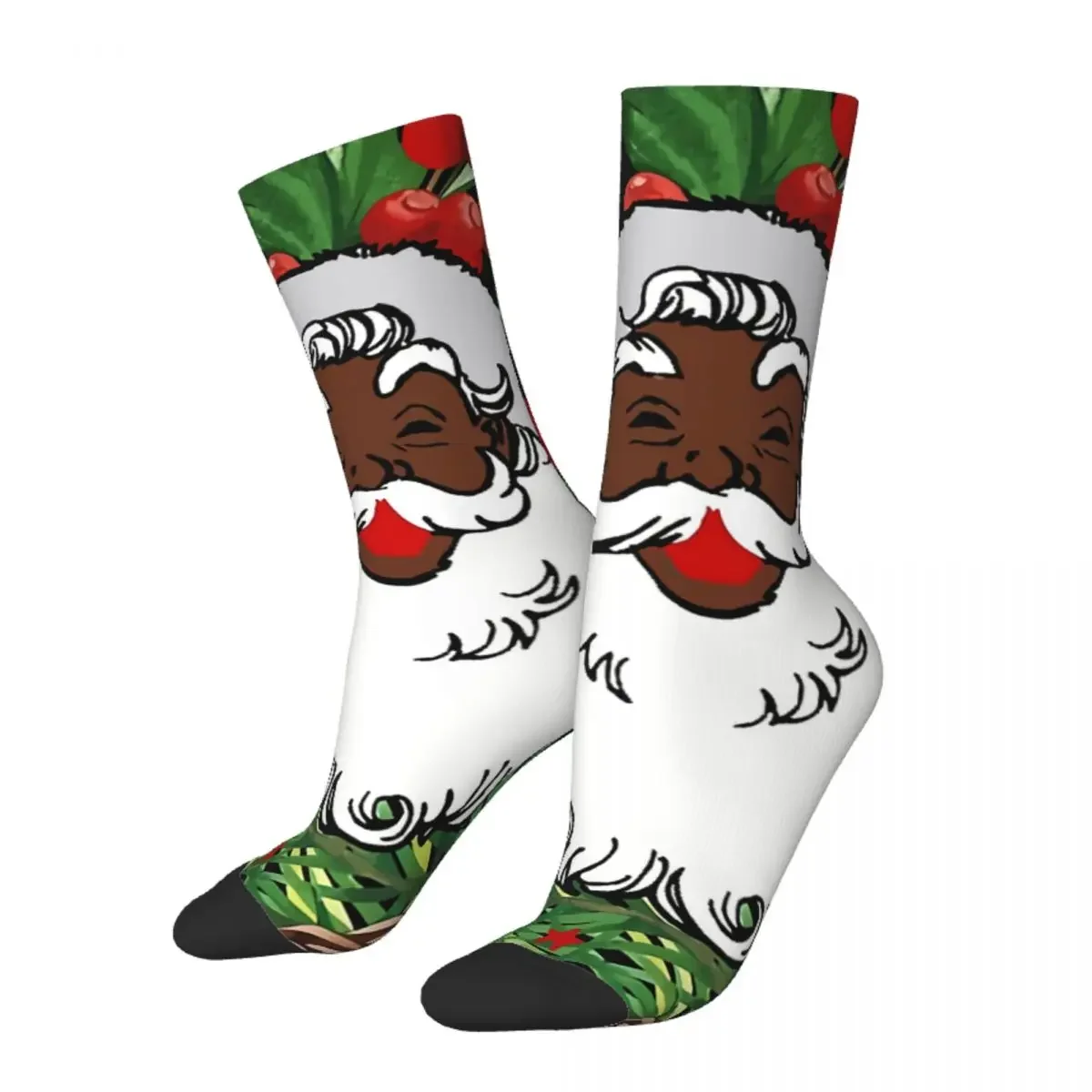 

Funny Men's Socks Xmas Black Santa Claus Vintage Harajuku Merry Christmas Hip Hop Seamless Crew Crazy Sock Gift Pattern Printed