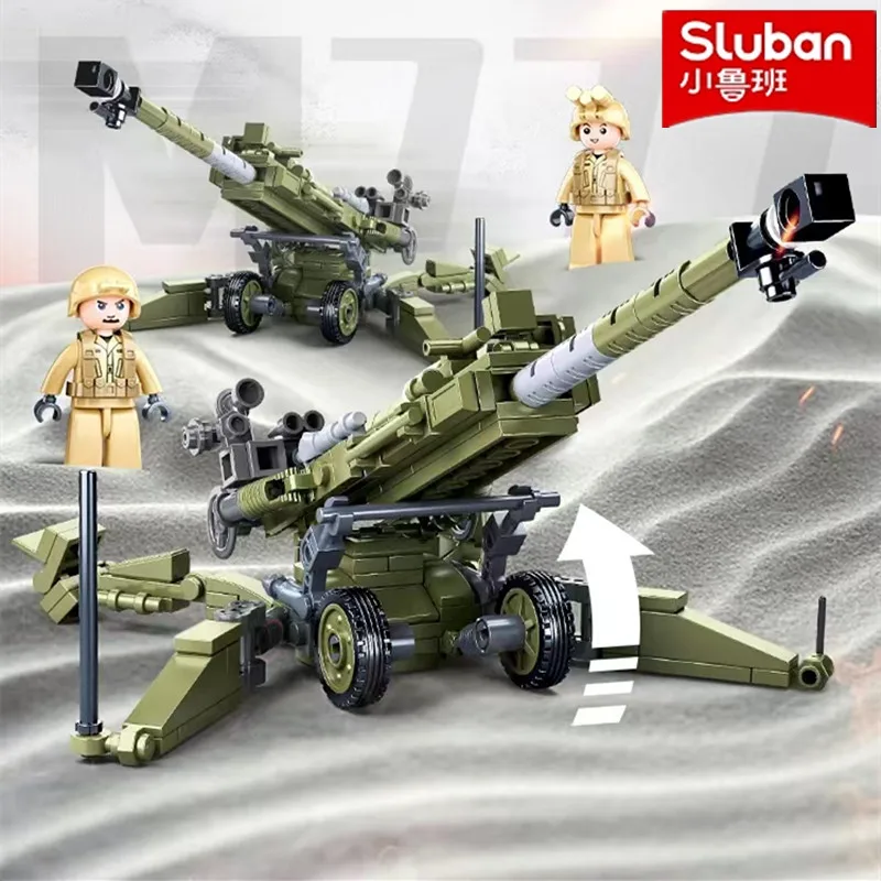 

Конструктор Sluban World War2 II, военное оружие M777 Ultralightweight Field Howitzers WW2 Cannon, детские игрушки в подарок
