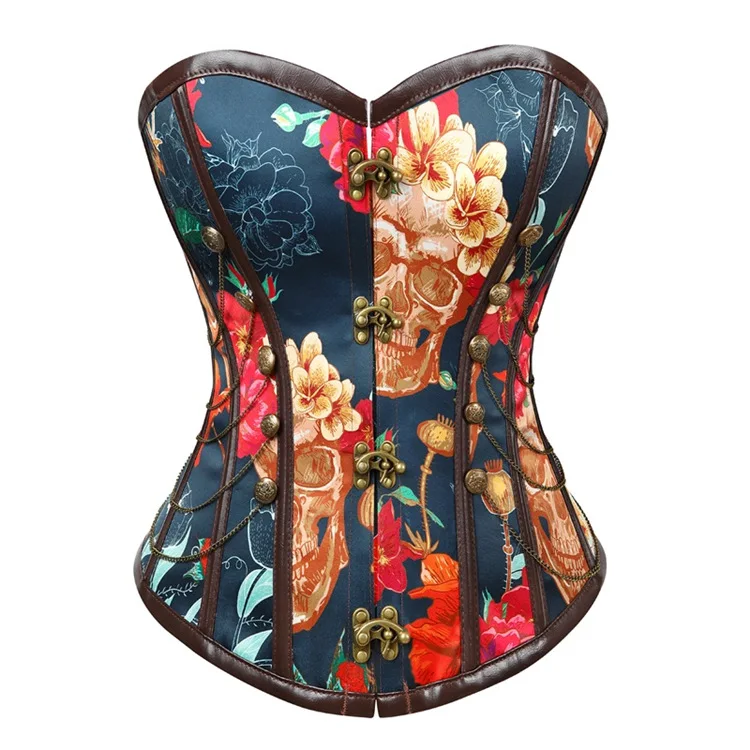 Gothic Bodysuit Women Fashionable Court Style Corsets with Skull Pattern Printed 12 Plastic Bones Body Shapers Women
Gothic Bodysuit Women Fashionable Court Style Corsets with Skull Pattern Printed 12 Plastic Bones Body Shapers Women