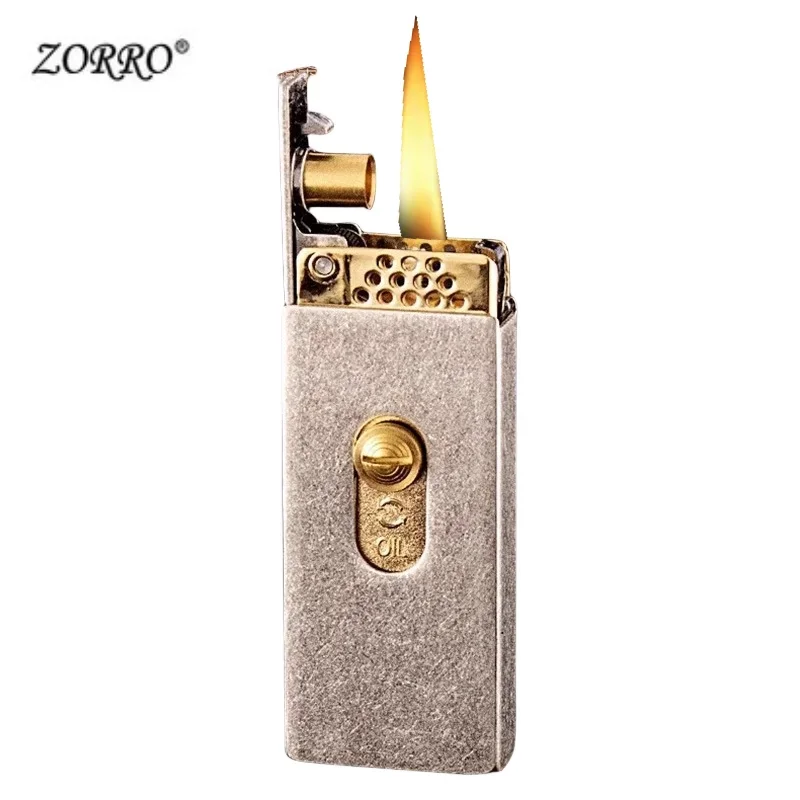 

ZORRO Pure Brass Windproof Kerosene Lighter Classic Retro Automatic Ejection Ignition High end Gift Lighter Smoking Accessories