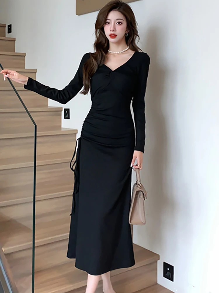 2024 Black Elegant Bodycon Bandage Long Dress Autumn Winter Long Sleeve V-Neck Casual Dress Prom Women Korean Fashion Home Dress
2024 Black Elegant Bodycon Bandage Long Dress Autumn Winter Long Sleeve V-Neck Casual Dress Prom Women Korean Fashion Home Dress