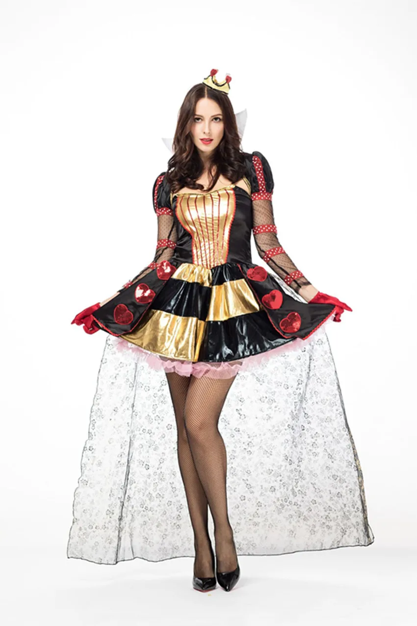 High Quality New Red Heart Queen Costume Halloween Cosplay Fancy Dress Adult Women Elegant Dress
High Quality New Red Heart Queen Costume Halloween Cosplay Fancy Dress Adult Women Elegant Dress
