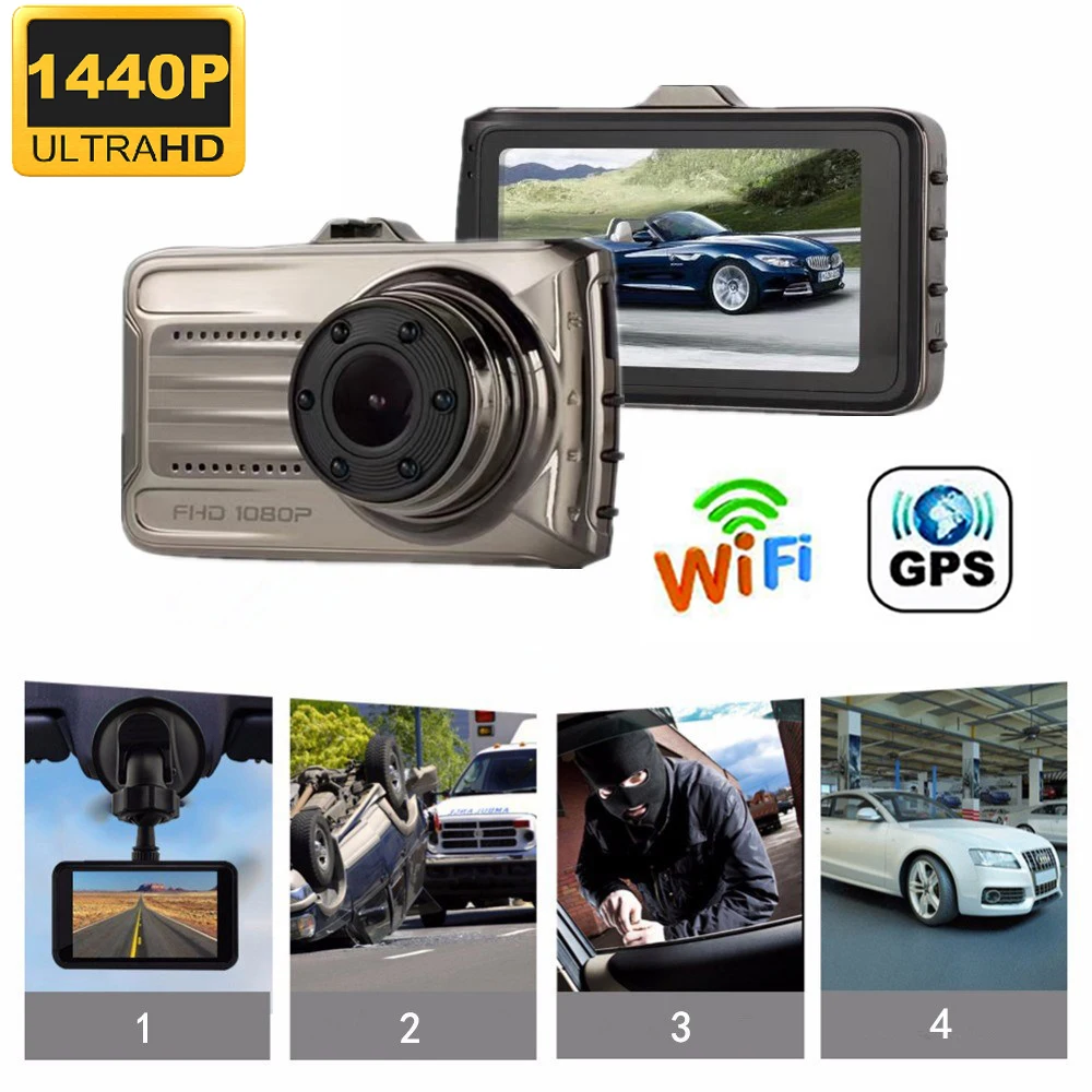 

2K 1440P Автомобильный видеорегистратор WiFi видеорегистратор камера заднего вида ночное видение привод видеорегистратор черный ящик Автомобильный видеорегистратор GPS автомобильные аксессуары