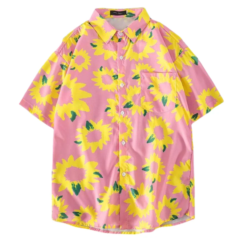 

Summer Men's Floral Shirt Retro Hawaiian Fashion Casual Loose Handsome Short Sleeve Beach Print Shirt