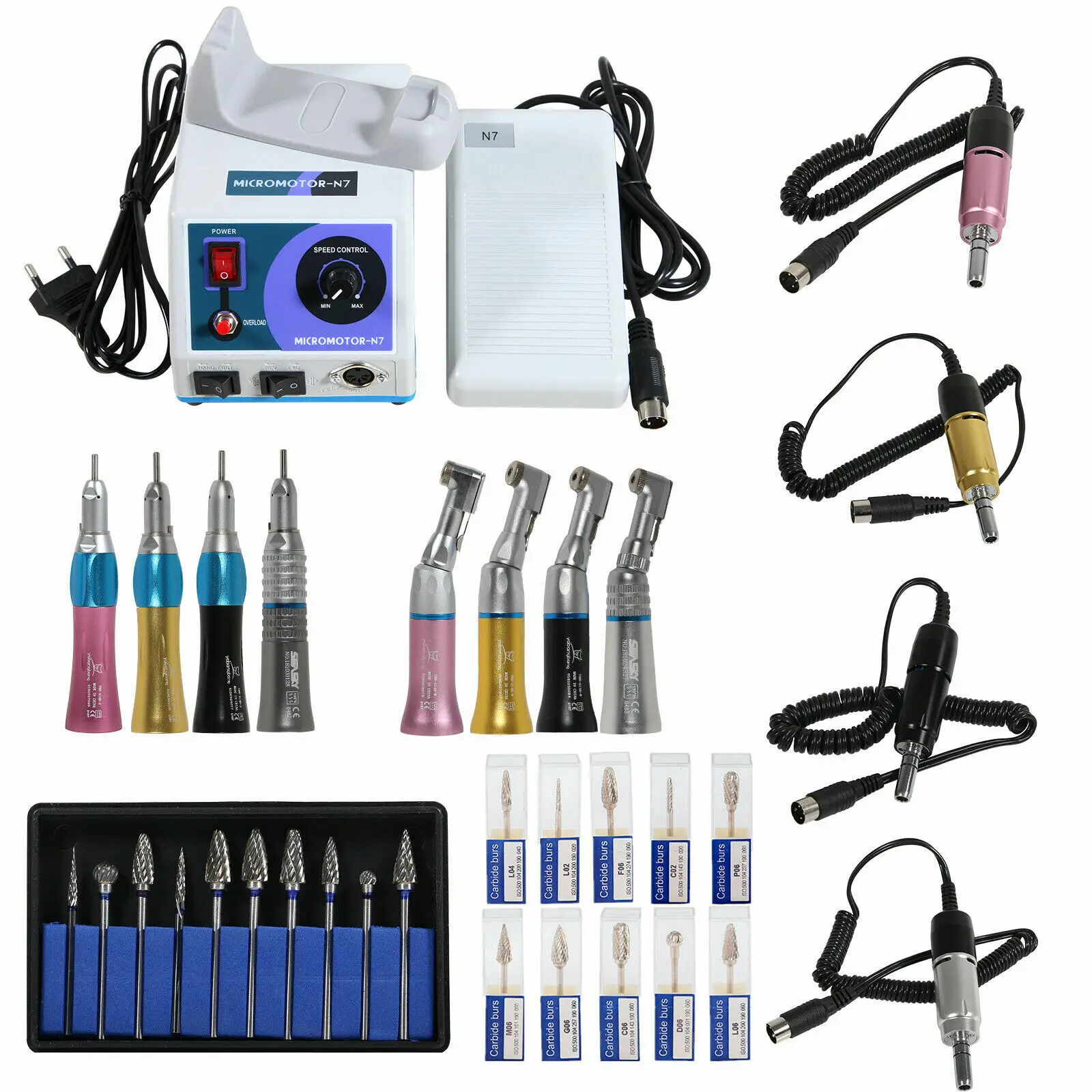 Dental Lab Marathon Micromotor N7 / 35Krpm Electric Motor/ Slow Low Speed Straight Contra Angle Handpiece / 10pcs Burs
Dental Lab Marathon Micromotor N7 / 35Krpm Electric Motor/ Slow Low Speed Straight Contra Angle Handpiece / 10pcs Burs