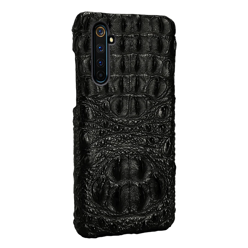 

LANGSIDI Luxury Crocodile phone case For Realme C3 x50 6 pro X7 X2 Pro back cover For OPPO A9 A5 2020 Reno 3 Genuine leather