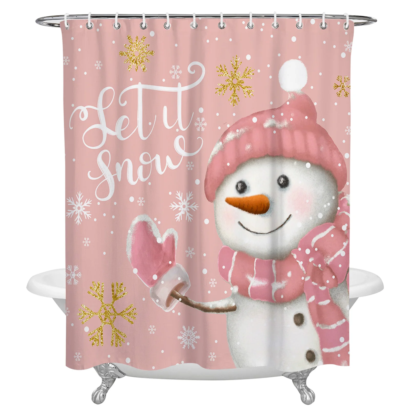 Christmas Pink Snowman Snowflakes Shower Curtains Waterproof Bath Curtains Home Decor Modern Luxury Bathroom Curtain
Christmas Pink Snowman Snowflakes Shower Curtains Waterproof Bath Curtains Home Decor Modern Luxury Bathroom Curtain