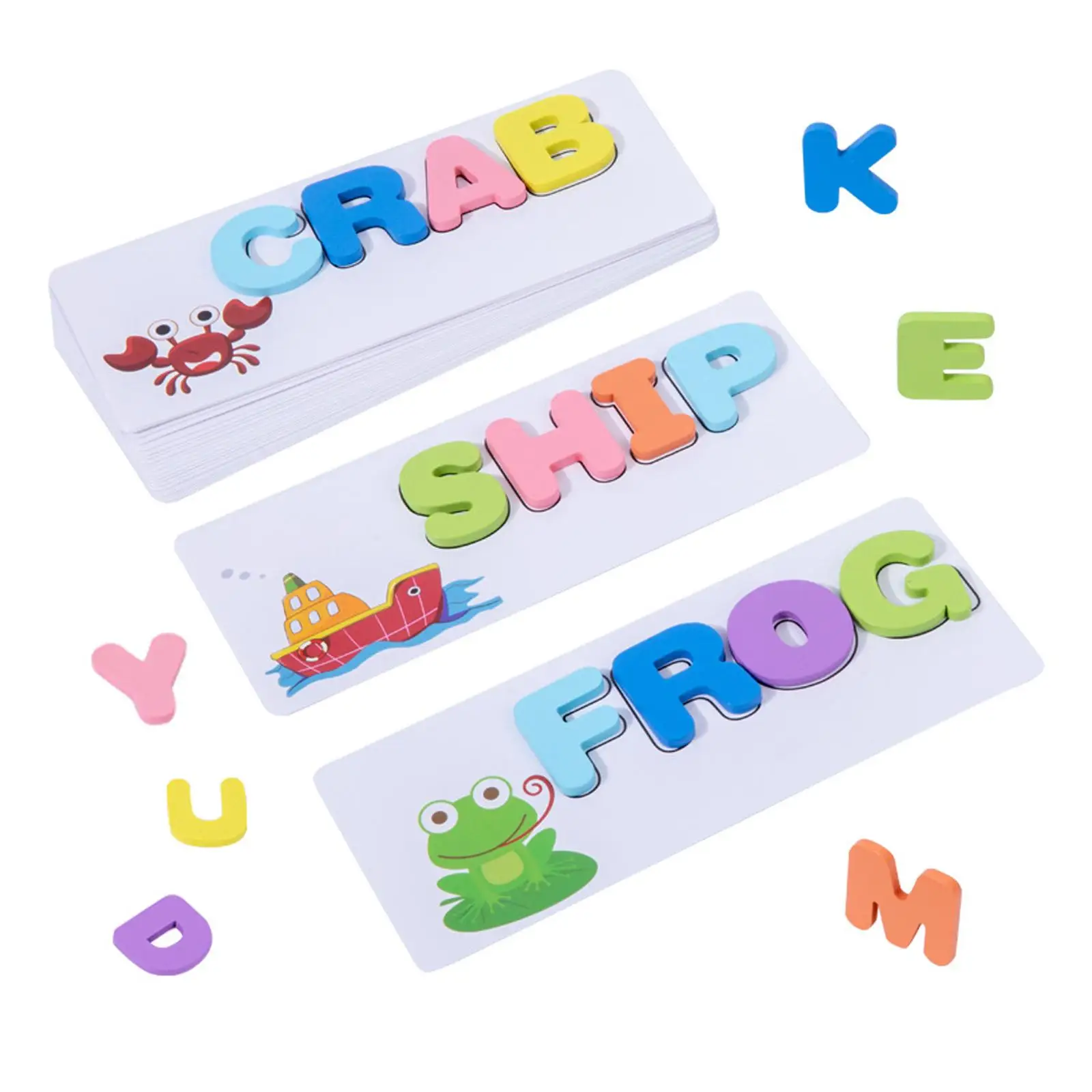 

Wooden Spelling Game Wooden Alphabet Puzzles Blocks Matching Letter Montessori Toy for Preschool Kindergarten Group Girls Boys