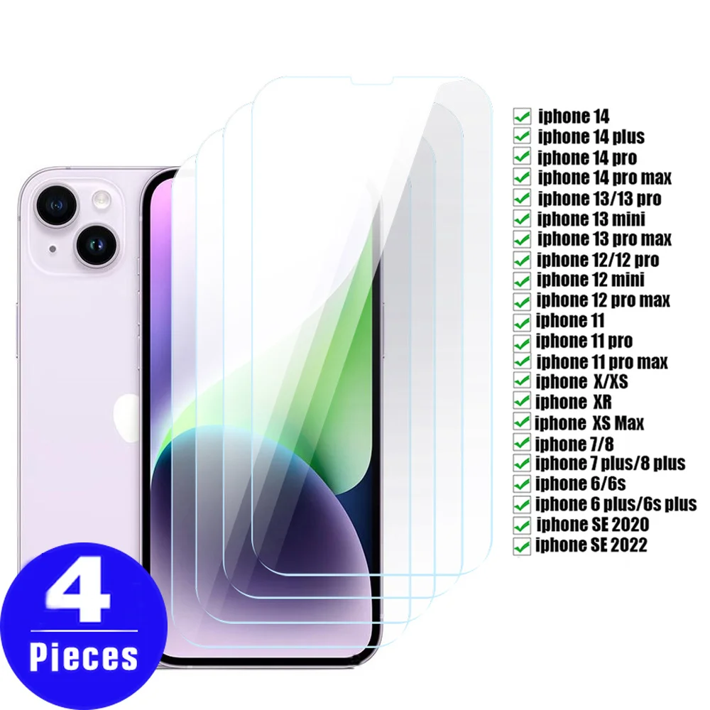 4Pcs For iphone 14 pro max Tempered Glass For iphone 13 12 mini 11 SE 3 7 8 plus X XS XR 6 6S protective film screen protector
4Pcs For iphone 14 pro max Tempered Glass For iphone 13 12 mini 11 SE 3 7 8 plus X XS XR 6 6S protective film screen protector