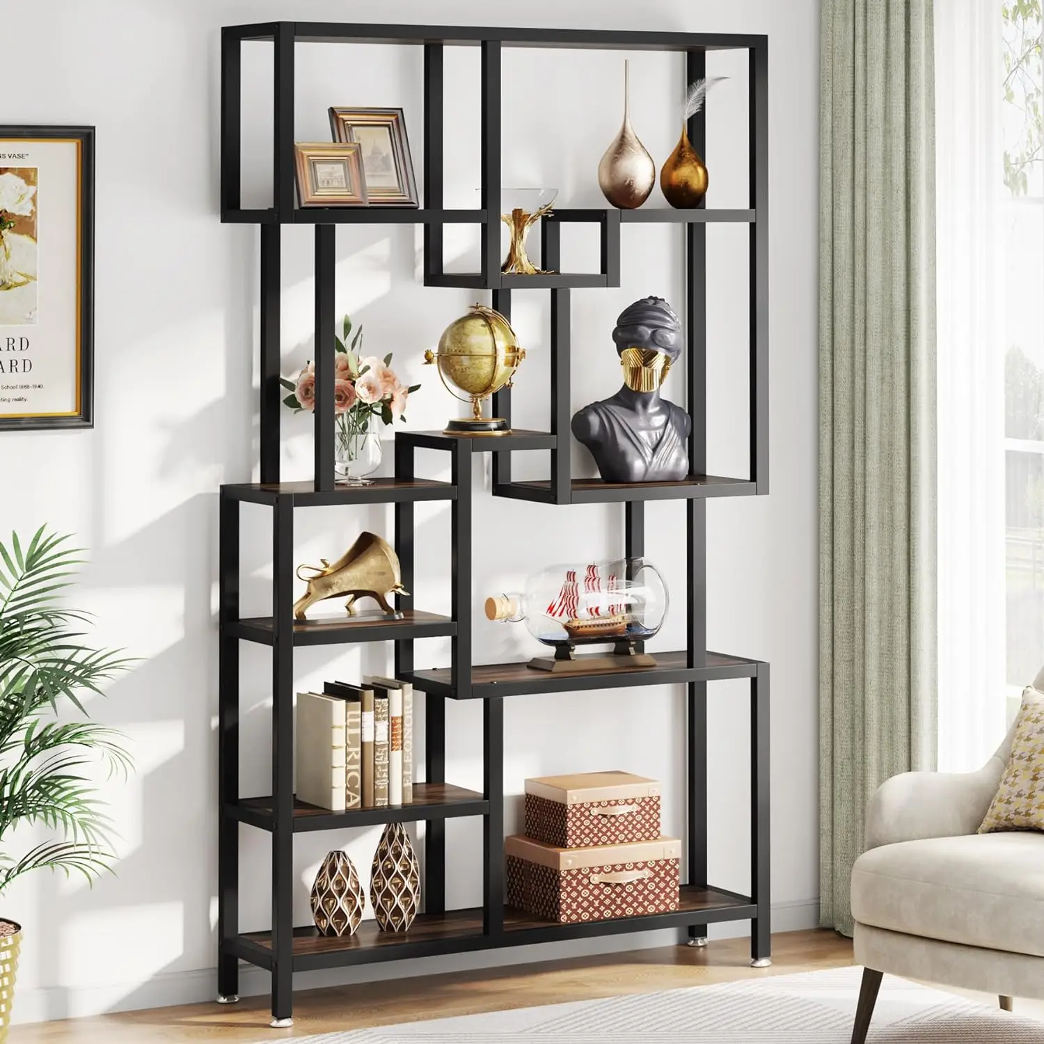 7 Tier Bookshelf, 70.9" Industrial Bookcase Etagere Bookshelves, Wood Book Shelves Open Display Storage Shelf for Living Room
7 Tier Bookshelf, 70.9" Industrial Bookcase Etagere Bookshelves, Wood Book Shelves Open Display Storage Shelf for Living Room