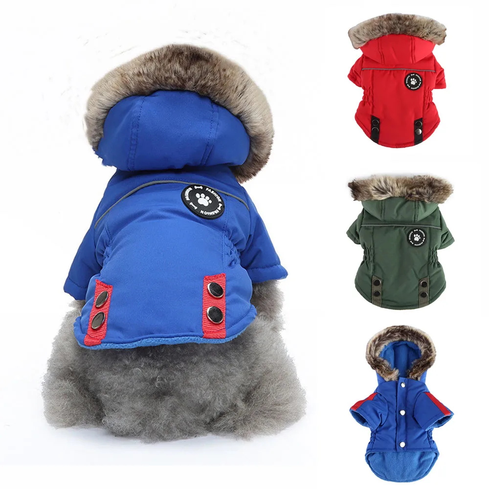Одежда для собак, куртка с меховым капюшоном, утепленное теплое зимнее хлопковое пальто, светоотражающая куртка для маленьких щенков
Одежда для собак, куртка с меховым капюшоном, утепленное теплое зимнее хлопковое пальто, светоотражающая куртка для маленьких щенков