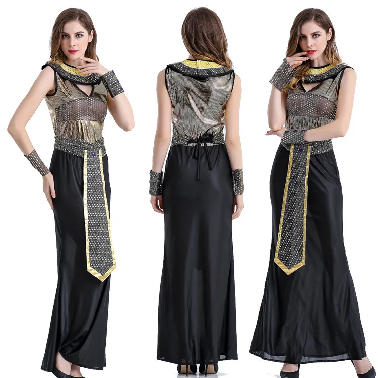 

Medieval Queen Cleopatra Costumes for Adult Women Ancient Egyptian Pharaoh Cosplay Clothing Halloween Egypt Princess Fancy Dress