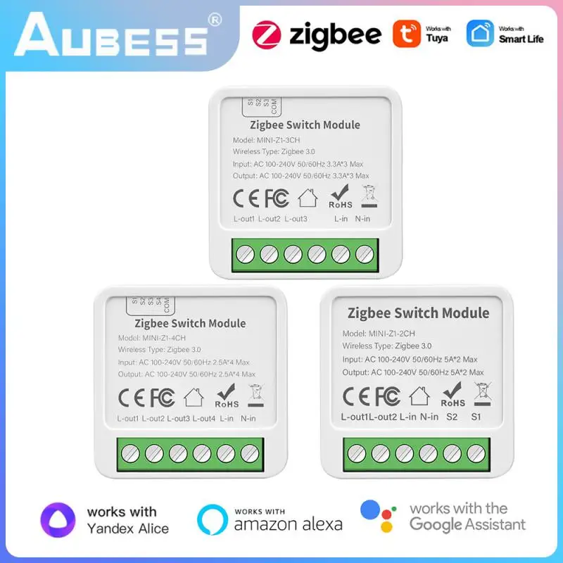 

Aubess 1/2/3/4 CH 10A/16A Tuya DIY Zigbee Smart Switch 2-Way Control Light Relay Smart Home Works With Alexa Google Home Alice