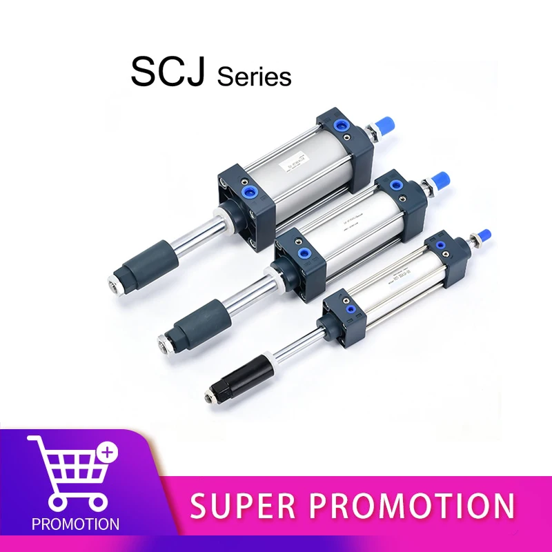 

SCJ Standard Cylinder SC32/40/50/63/80/125mm Bore Air Pneumatic Cylinder Tools Big Thrust Piston 25/50/75/100/200/500mm Stroke