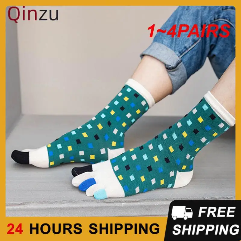 

1~4PAIRS Antibacterial Sports Socks Rich Cotton Materials It Is A Must-have Item In Everyones Wardrobe. Mens Five Finger Socks