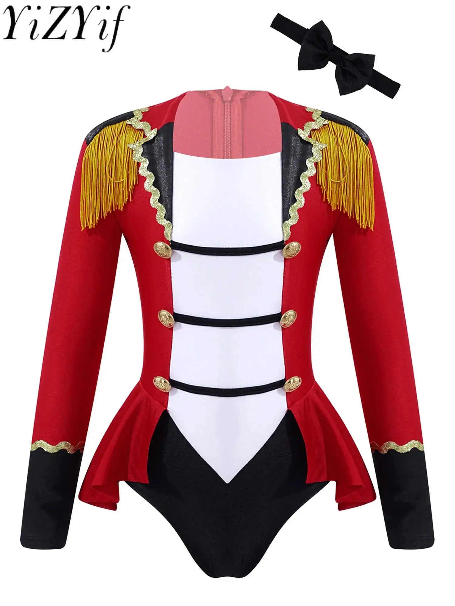 Kids Girls Circus Ringmaster Cosplay Costumes Long Sleeves Bodysuit Leotard Tassel Buttons Romper Jumpsuit for Halloween Party
Kids Girls Circus Ringmaster Cosplay Costumes Long Sleeves Bodysuit Leotard Tassel Buttons Romper Jumpsuit for Halloween Party
