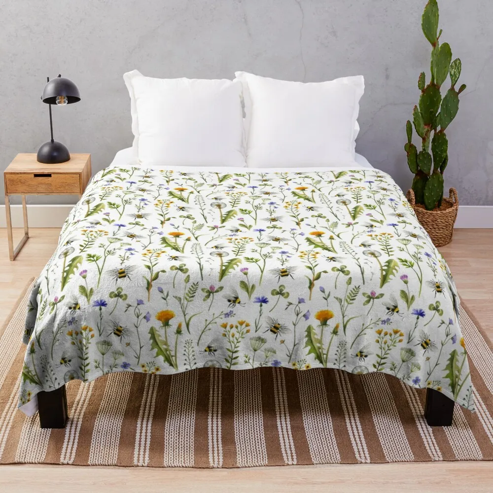 Bees and wildflowers on white Throw Blanket Decorative Bed Blankets Single Blanket
Bees and wildflowers on white Throw Blanket Decorative Bed Blankets Single Blanket