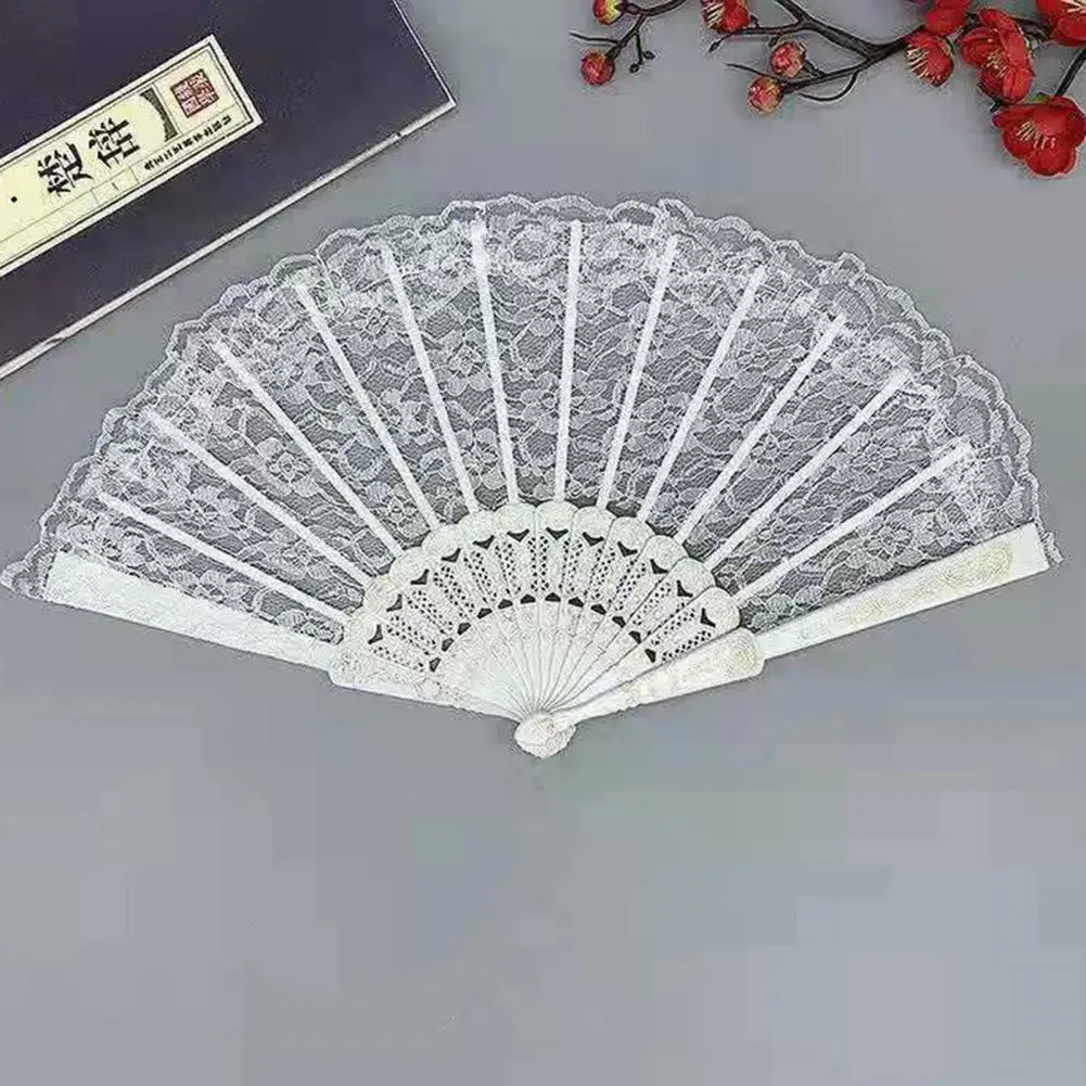 

Lolita Lace Fan Traditional Folding Fan Elegant Vintage Style Lace Fans for Party Wedding Dancing Handheld for Performance