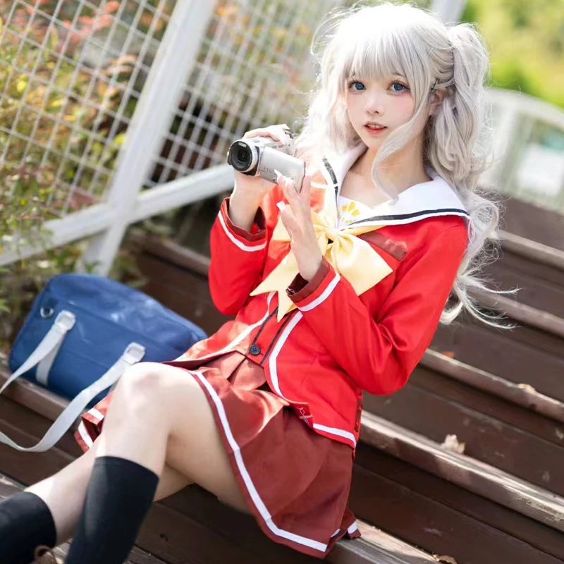 

Anime Charlotte Tomori Nao Cosplay Costume Aldult Woman Cute Top Skirt Bow Tie Halloween Rave Party JK Uniform Suit Gift