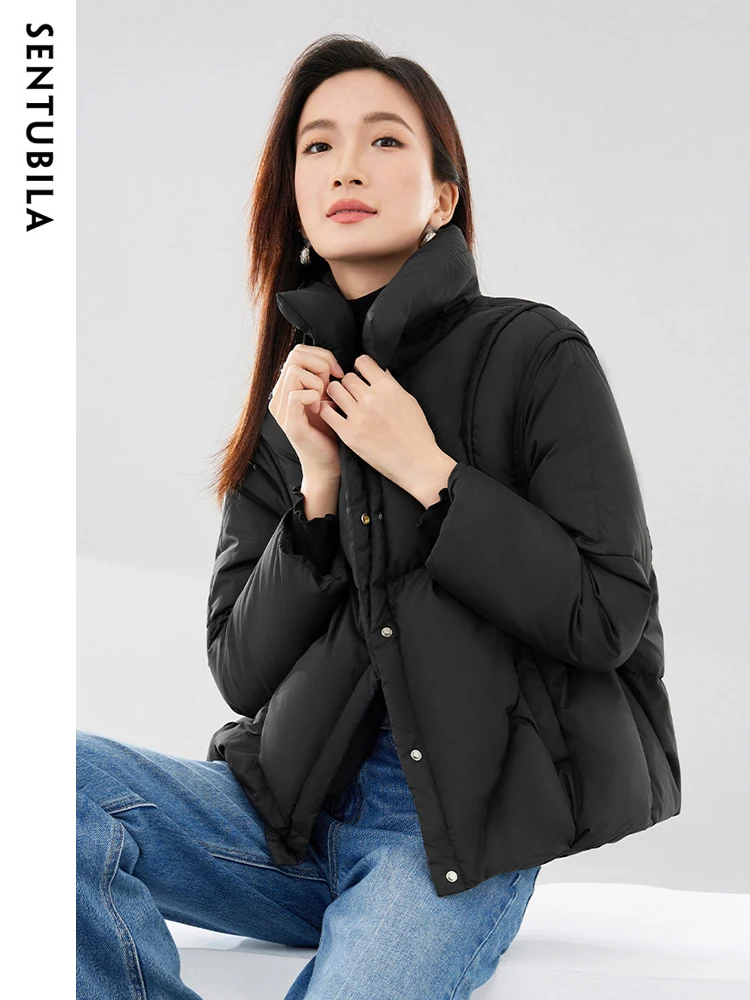 SENTUBILA Women's Winter 90 White Duck Down Jacket Loose Warm Puffer Coat Lady Simple Black New Outwear Woman Clothing W34Y49752 
SENTUBILA Women's Winter 90 White Duck Down Jacket Loose Warm Puffer Coat Lady Simple Black New Outwear Woman Clothing W34Y49752