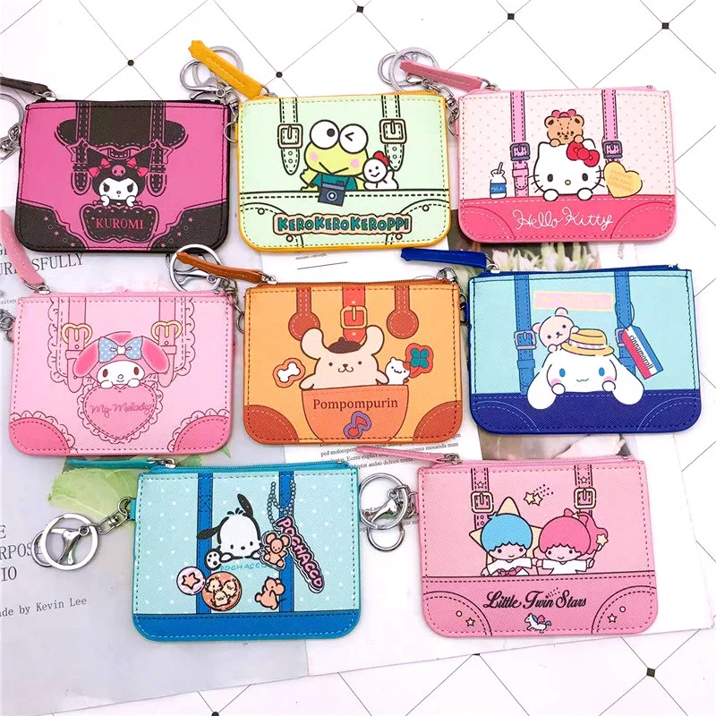 

Sanrio Keroppi Card Holder Kuromi Keychain Hello Kitty Coin Purse My Melody Wallet Cinnamoroll Pompom Purin Pochacco Pendant