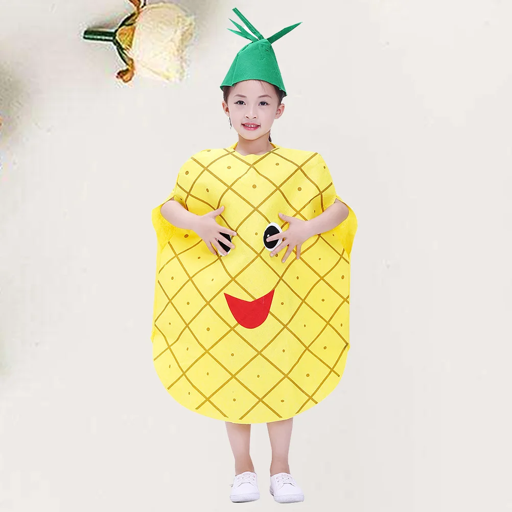 

1Pc Kids Fruit Vegetable Design Costume Halloween Pineapple Outfit Kiwi Pineapple Costume Creative Funny Fruit Cosplay