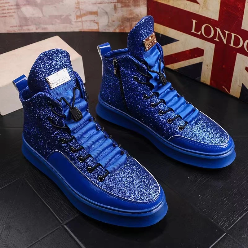 Men's shoes fall new style men's trend high top shoes blue platform Rock and roll PROM casual shoes
Men's shoes fall new style men's trend high top shoes blue platform Rock and roll PROM casual shoes