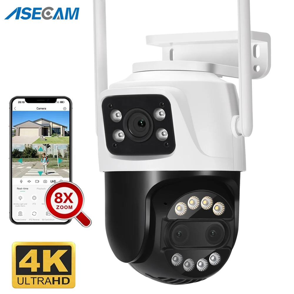 

12MP 6K Wifi Camera 8X Zoom Dual Screen Ai Human Detect Auto Tracking CCTV Outdoor 8MP 4K Security Surveillance Camera iCSee