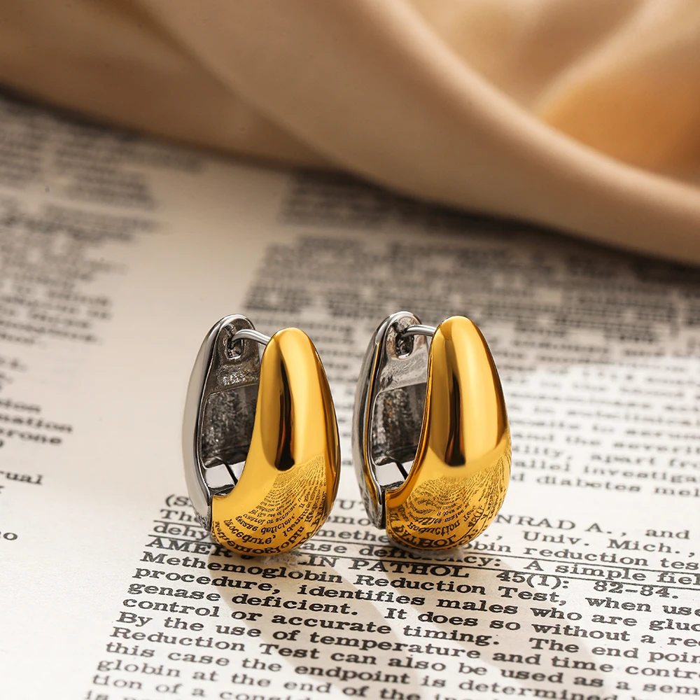 Smooth Gold Silver Color Mixing Metal Splicing Ear Buckle Chunky Hoop Earrings for Women Piercing Huggie Hoops Fashion Jewelry 16 Sa86f60d387e94c9898737226d7c93615G