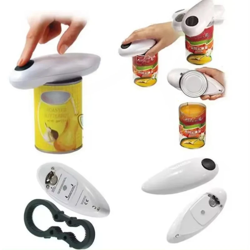 

Electric Safety Portable Can Opener Smooth Edge Jar Bottle Openers Home Kitchen Battery Handheld Automatic Can Tin