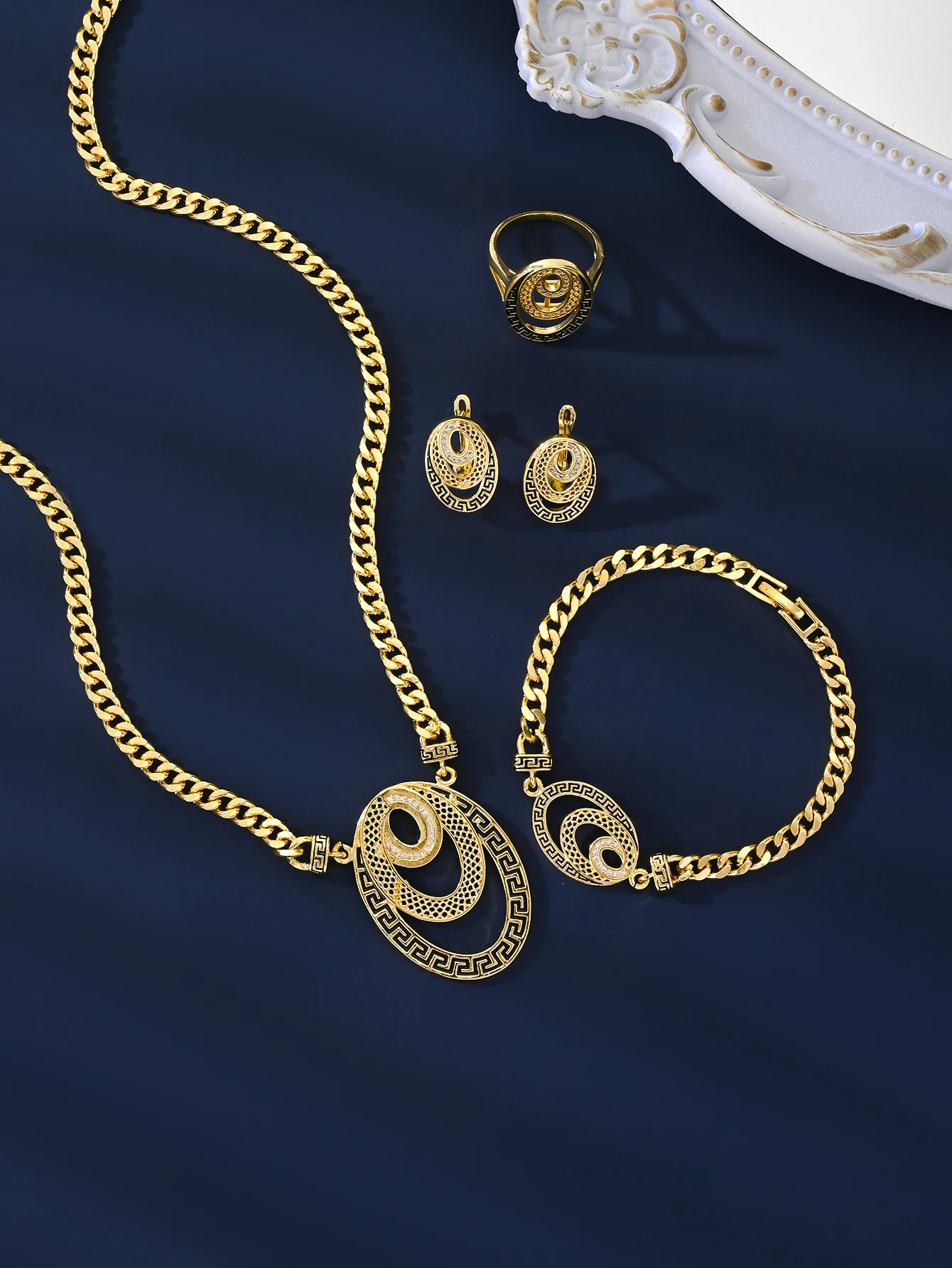 5pcs/set Elegant Dubai gold-plated necklaces, earrings bracelets jewelry sets, and Middle Eastern luxury jewelry sets for women 4 Mallzona Sa8714da9b6de4c2cb4aea7b514ed27fbF 5pcs/set Elegant Dubai gold-plated necklaces, earrings bracelets jewelry sets, and Middle Eastern luxury jewelry sets for women Mallzona