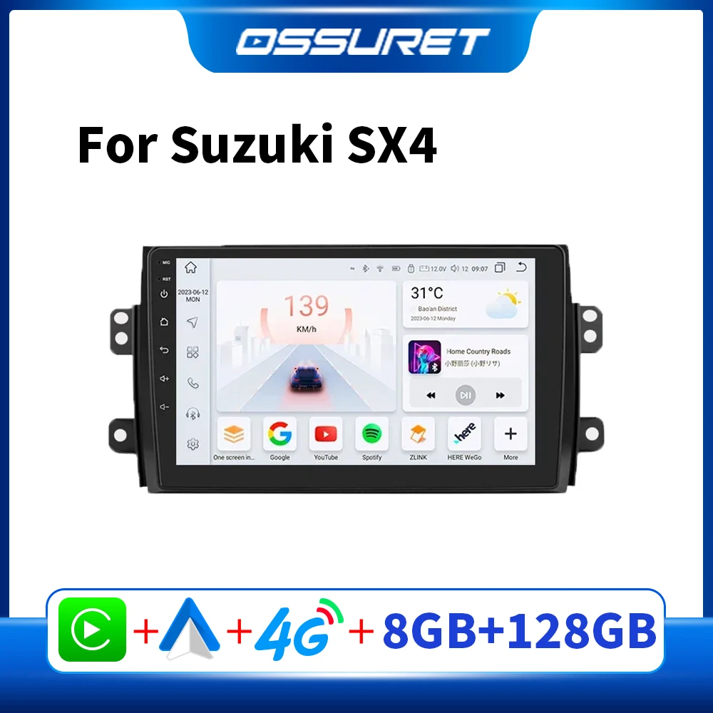 

OSSURET Android автомобильный радиоприемник для Suzuki SX4 Fiat Sedici автомобильный стерео экран 2006 -2013 Carplay аудио плеер GPS Мультимедиа 7862 WiFi