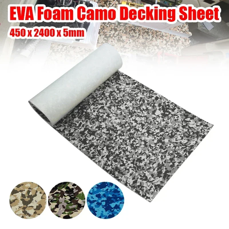 

450x2400x5mm EVA Foam Decking Sheet Non-Skid Self Adhesive Marine Boat Deck Mat Yacht Flooring Army/Desert/Snow/Ocean Camo Pad