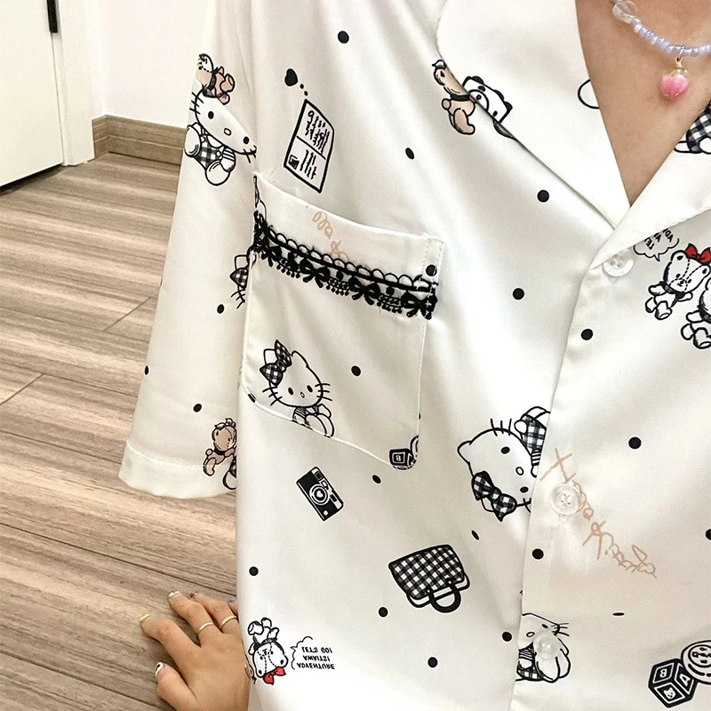 Sanrio Hello Kitty Girl Cute Printing Short Sleeves Pajamas Female 2023 Summer The New Cardigan Cartoon Shorts Leisure Tracksuit
Sanrio Hello Kitty Girl Cute Printing Short Sleeves Pajamas Female 2023 Summer The New Cardigan Cartoon Shorts Leisure Tracksuit