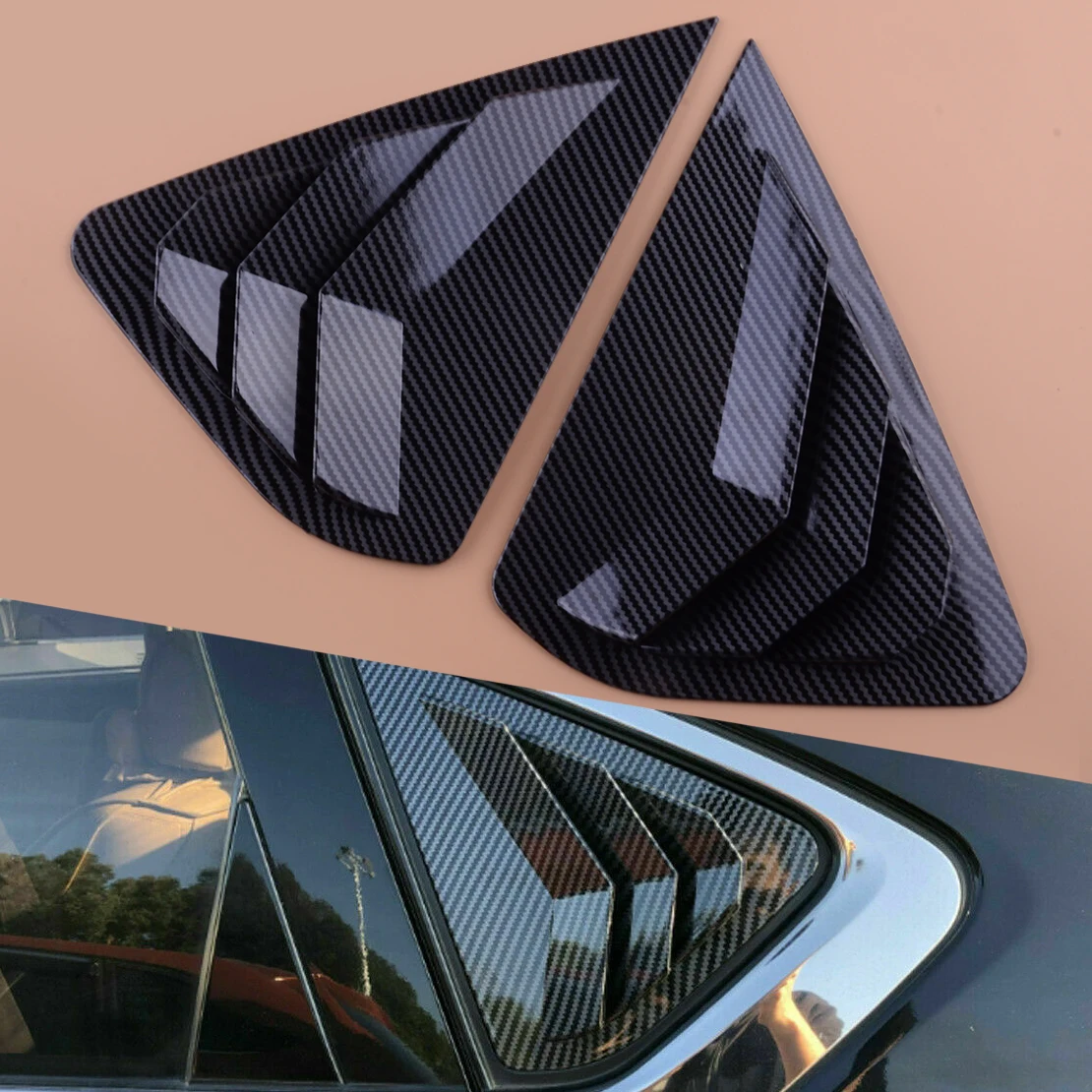 

1 Pair Carbon Fiber Style Car Exterior Rear Window Side Vent Louver Scoop Cover Trim ABS Fit for Nissan Altima Teana 2013-2018