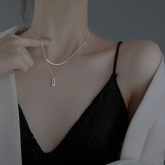 Collier pendentif en forme de coeur lisse minimaliste pour femme, argent regardé 925, breloque mignonne, mode 1
