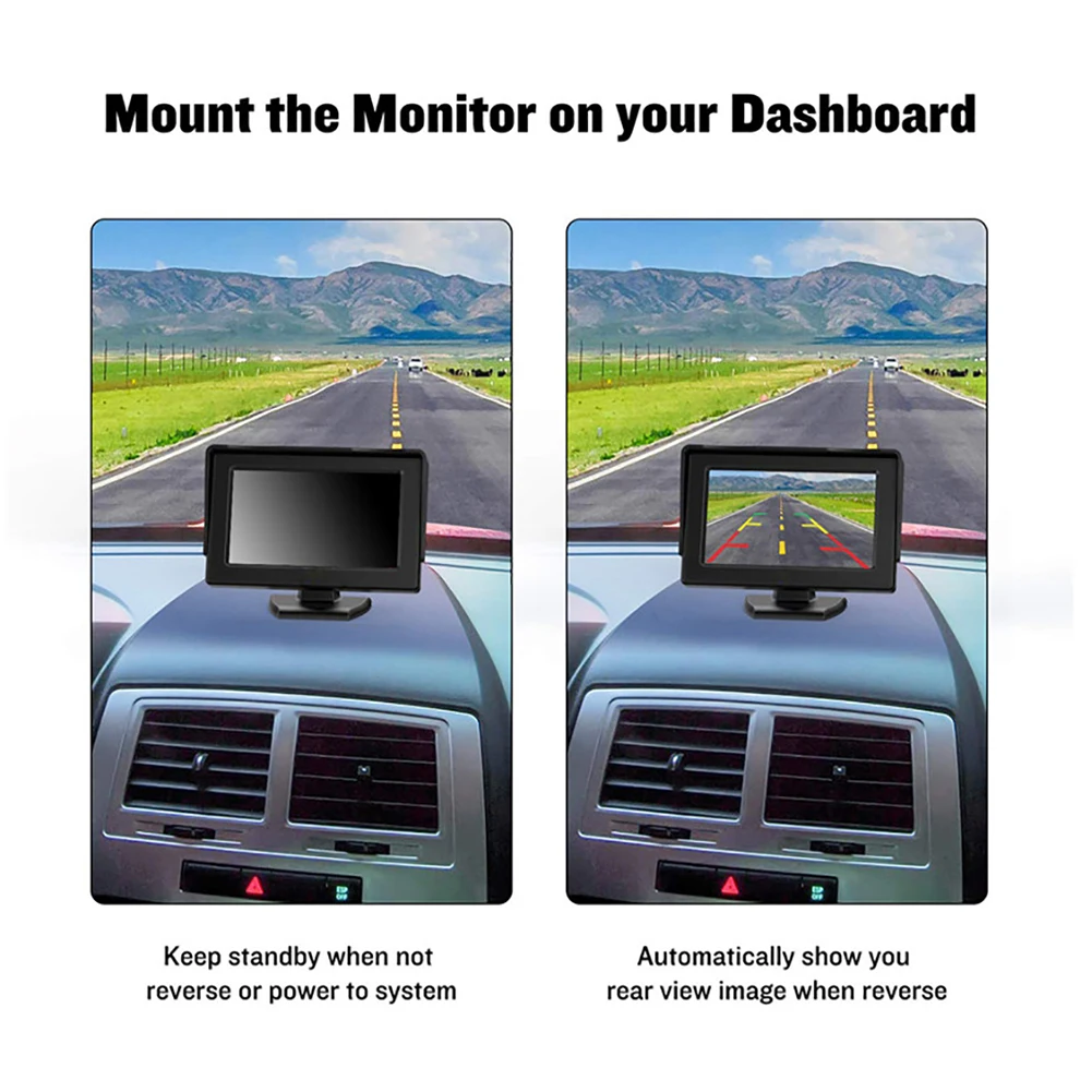 4.3 Inch TFT LCD Car Monitor Car Reversing Screen For Rear View Kit DC 9V-36V Signal Input Automatically Power On 1x Power Cord
4.3 Inch TFT LCD Car Monitor Car Reversing Screen For Rear View Kit DC 9V-36V Signal Input Automatically Power On 1x Power Cord