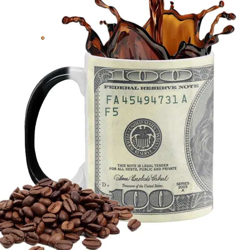 

Heat Change Mug Dollars Heat Changing Mug Espresso Mug Color Changing Funny Cup Dollar Bills Coffee Mugs Heat Sensitive Mug