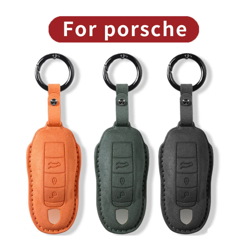 

Suede Leather Car Remote Key Case Cover Fob For Porsche Panamera Cayman Cayenne 971 911 9YA Macan Boxster Spyder Carrera Taycan