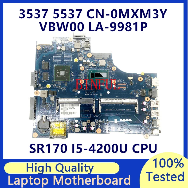 CN-0MXM3Y 0MXM3Y MXM3Y LA-9981P Laptop Motherboard For Dell Inspiron 5537 3537 With SR170 I5-4200U CPU 216-0841027 100%Tested OK
CN-0MXM3Y 0MXM3Y MXM3Y LA-9981P Laptop Motherboard For Dell Inspiron 5537 3537 With SR170 I5-4200U CPU 216-0841027 100%Tested OK