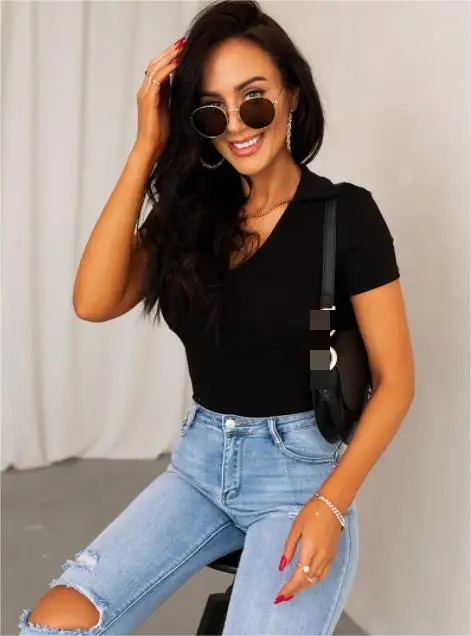 

Women's Tank 2023 Summer New Fashion V Neck Short Sleeve T-shirt Bustier Corset Crop Top Solid Colour Shirt Elegant Streetwear