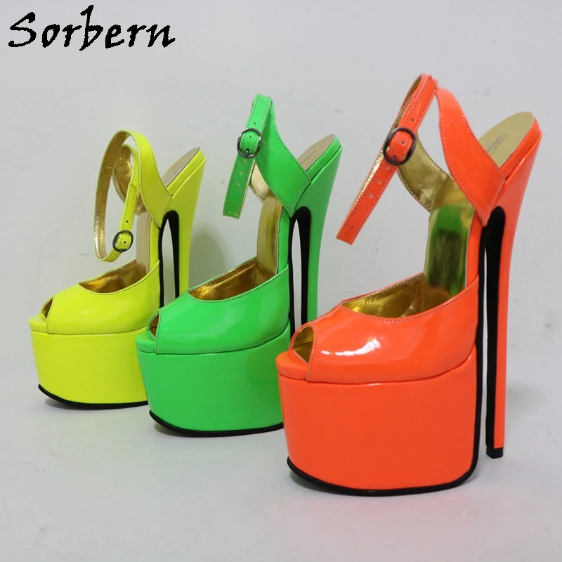 Sorbern 20Cm Neon Women Pump Shoes Slingback Open Toe Stilettos Visible Platform Summer Style Shoes Ankle Strap Custom Color
Sorbern 20Cm Neon Women Pump Shoes Slingback Open Toe Stilettos Visible Platform Summer Style Shoes Ankle Strap Custom Color