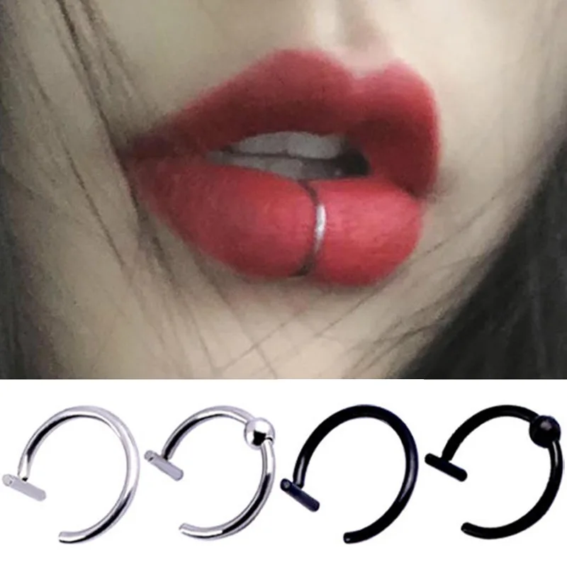 

2023 Women Labret Lip Stud Lips Rings Lip Clip Tongue Stud Nose Ring Septum Clip on Mouth Ring Piercing Jewelry Body Clip Hoop