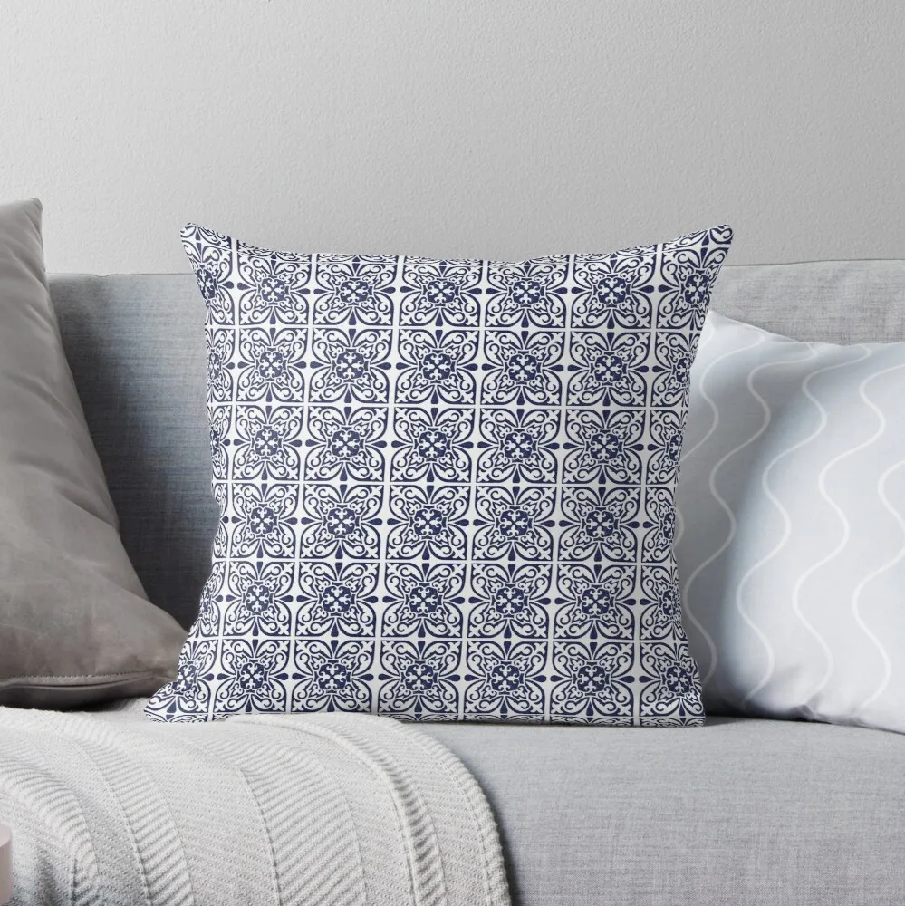 

Hamptons Style Navy Blue White Moroccan Trellis Lattice Pattern Throw Pillow Sofa cushion cover cushions for decorative sofa